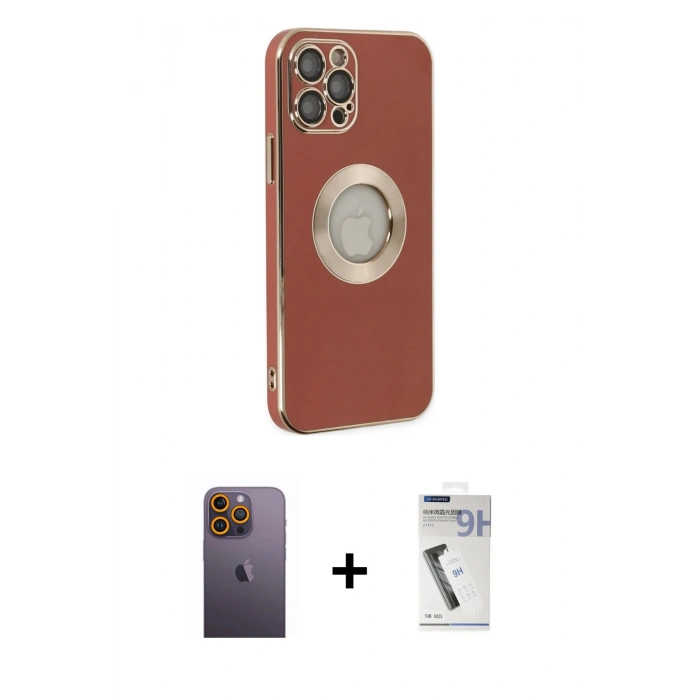 MARSİLYAN™- iPhone 12 Pro Max Kılıf İz Form Serisi - Şeffaf Uv Polymer Nano Ekran Koruyucu + Sarı Neon Fosforlu Kamera Lens
