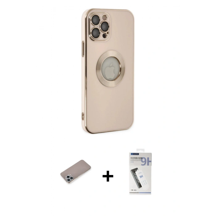 MARSİLYAN™- iPhone 12 Pro Max Kılıf İz Form Serisi - Şeffaf Uv Polymer Nano Ekran Koruyucu + Shine Kamera Lens Koruma Cam - SABE
