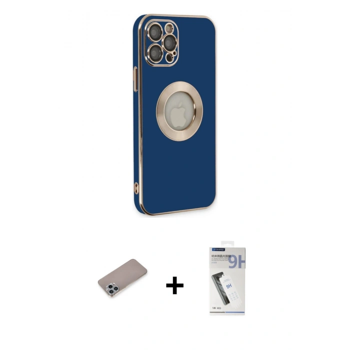 MARSİLYAN™- iPhone 12 Pro Max Kılıf İz Form Serisi - Şeffaf Uv Polymer Nano Ekran Koruyucu + Shine Kamera Lens Koruma Cam - SABE