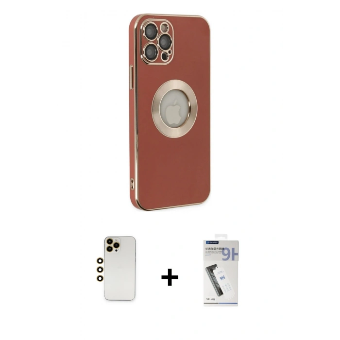 MARSİLYAN™- iPhone 12 Pro Max Kılıf İz Form Serisi - Şeffaf Uv Polymer Nano Ekran Koruyucu + Shine Kamera Lens - GD