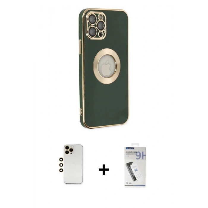 MARSİLYAN™- iPhone 12 Pro Max Kılıf İz Form Serisi - Şeffaf Uv Polymer Nano Ekran Koruyucu + Shine Kamera Lens - GD