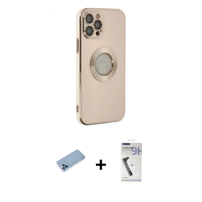 MARSİLYAN™- iPhone 12 Pro Max Kılıf İz Form Serisi - Şeffaf Uv Polymer Nano Ekran Koruyucu + Shine Kamera Lens Koruma Cam - MI