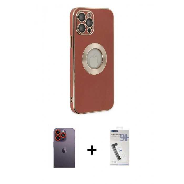 MARSİLYAN™- iPhone 12 Pro Max Kılıf İz Form Serisi - Şeffaf Uv Polymer Nano Ekran Koruyucu + Turuncu Neon Fosforlu Kamera Lens