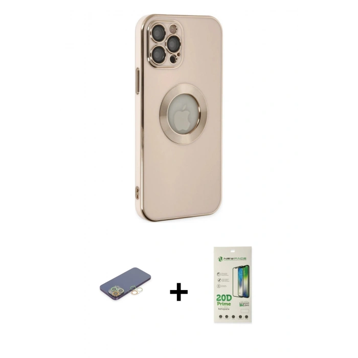 MARSİLYAN™- iPhone 12 Pro Max Kılıf İz Form Serisi - Siyah 20D Premium Cam Ekran Koruyucu + Renkli Kamera Lens Koruma Cam - SI