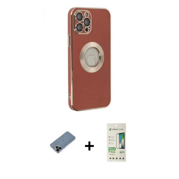 MARSİLYAN™- iPhone 12 Pro Max Kılıf İz Form Serisi - Siyah 20D Premium Cam Ekran Koruyucu + Shine Kamera Lens Koruma Cam - SH