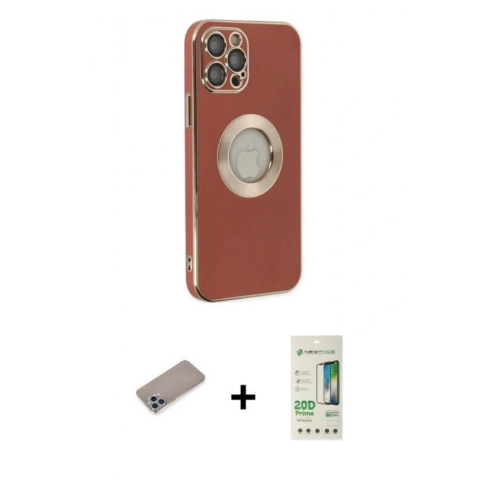 MARSİLYAN™- iPhone 12 Pro Max Kılıf İz Form Serisi - Siyah 20D Premium Cam Ekran Koruyucu + Shine Kamera Lens Koruma Cam - SABE