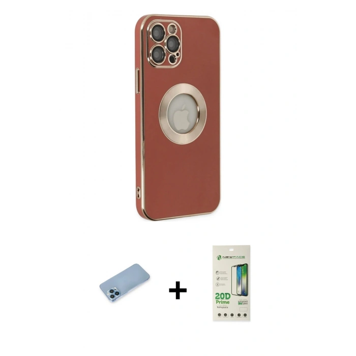 MARSİLYAN™- iPhone 12 Pro Max Kılıf İz Form Serisi - Siyah 20D Premium Cam Ekran Koruyucu + Shine Kamera Lens Koruma Cam - MI