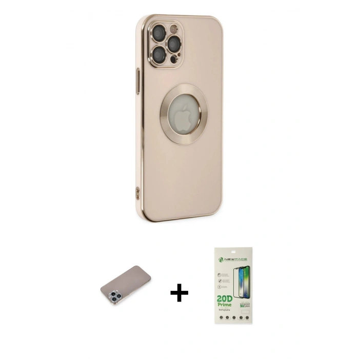 MARSİLYAN™- iPhone 12 Pro Max Kılıf İz Form Serisi - Siyah 20D Premium Cam Ekran Koruyucu + Shine Kamera Lens Koruma Cam - SABE