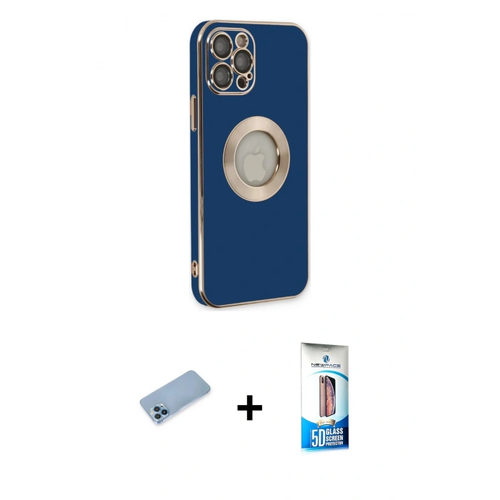 MARSİLYAN™- iPhone 12 Pro Max Kılıf İz Form Serisi - Siyah 5D Eko Cam Ekran Koruyucu + Shine Kamera Lens Koruma Cam - MI