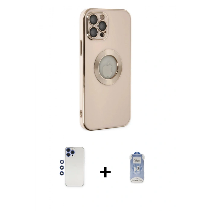 MARSİLYAN™- iPhone 12 Pro Max Kılıf İz Form Serisi - Siyah Joko Magic 5D Cam + Shine Kamera Lens - LT