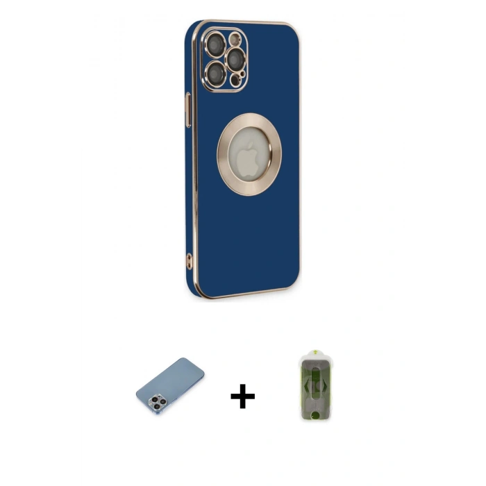 MARSİLYAN™- iPhone 12 Pro Max Kılıf İz Form Serisi - Siyah Joko Magic 5D Hayalet Cam + Shine Kamera Lens Koruma Cam - GI
