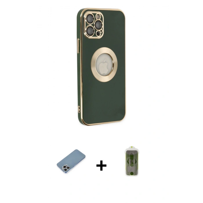 MARSİLYAN™- iPhone 12 Pro Max Kılıf İz Form Serisi - Siyah Joko Magic 5D Hayalet Cam + Shine Kamera Lens Koruma Cam - GI