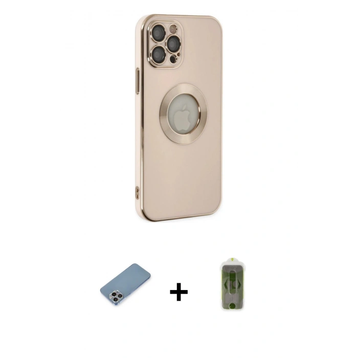 MARSİLYAN™- iPhone 12 Pro Max Kılıf İz Form Serisi - Siyah Joko Magic 5D Hayalet Cam + Shine Kamera Lens Koruma Cam - GI