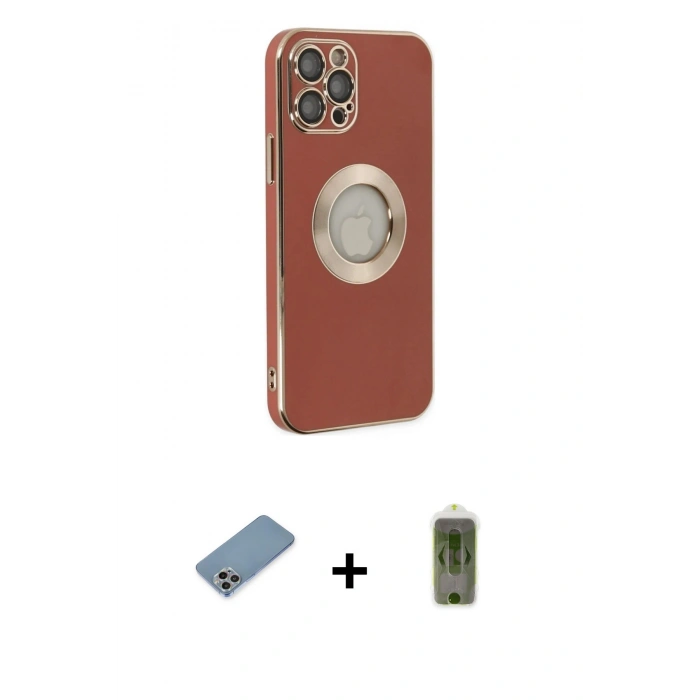 MARSİLYAN™- iPhone 12 Pro Max Kılıf İz Form Serisi - Siyah Joko Magic 5D Hayalet Cam + Shine Kamera Lens Koruma Cam - GI