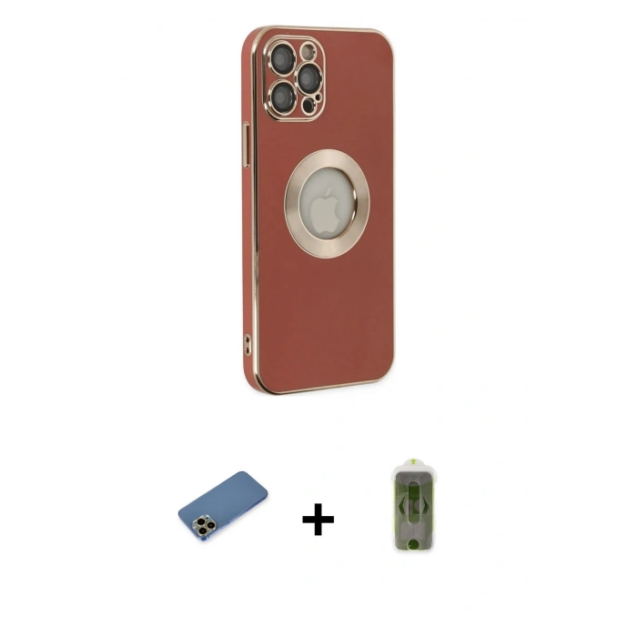 MARSİLYAN™- iPhone 12 Pro Max Kılıf İz Form Serisi - Siyah Joko Magic 5D Hayalet Cam + Shine Kamera Lens Koruma Cam - GD