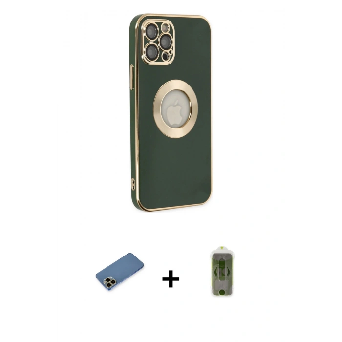 MARSİLYAN™- iPhone 12 Pro Max Kılıf İz Form Serisi - Siyah Joko Magic 5D Hayalet Cam + Shine Kamera Lens Koruma Cam - GD
