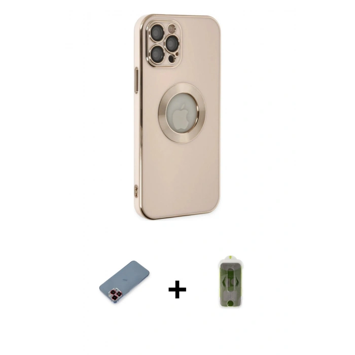 MARSİLYAN™- iPhone 12 Pro Max Kılıf İz Form Serisi - Siyah Joko Magic 5D Hayalet Cam + Metal Kamera Lens Koruma Cam - KI