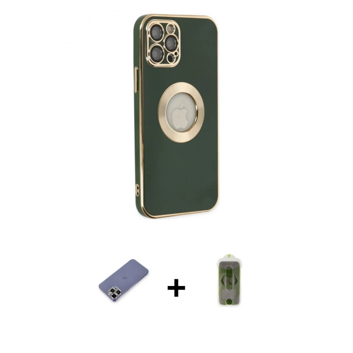 MARSİLYAN™- iPhone 12 Pro Max Kılıf İz Form Serisi - Siyah Joko Magic 5D Hayalet Cam + Metal Kamera Lens Koruma Cam - GD