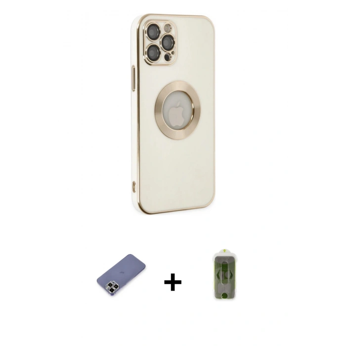 MARSİLYAN™- iPhone 12 Pro Max Kılıf İz Form Serisi - Siyah Joko Magic 5D Hayalet Cam + Metal Kamera Lens Koruma Cam - GD