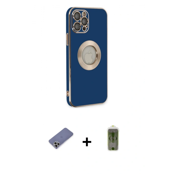 MARSİLYAN™- iPhone 12 Pro Max Kılıf İz Form Serisi - Siyah Joko Magic 5D Hayalet Cam + Metal Kamera Lens Koruma Cam - GD