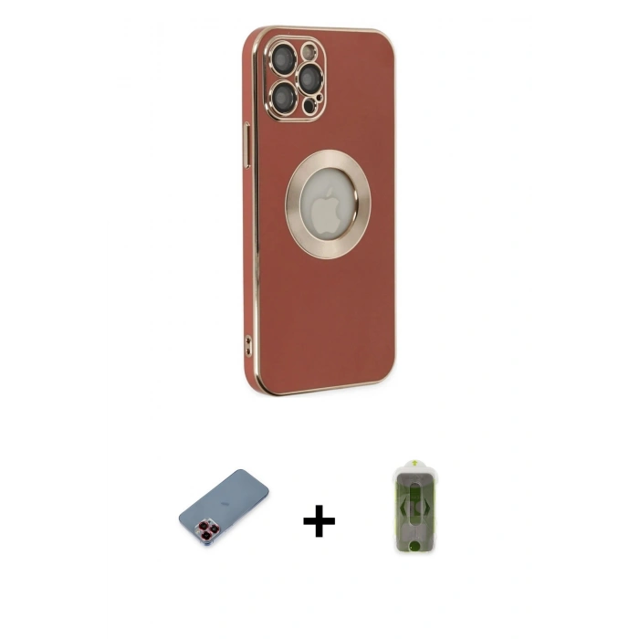 MARSİLYAN™- iPhone 12 Pro Max Kılıf İz Form Serisi - Siyah Joko Magic 5D Hayalet Cam + Metal Kamera Lens Koruma Cam - KI