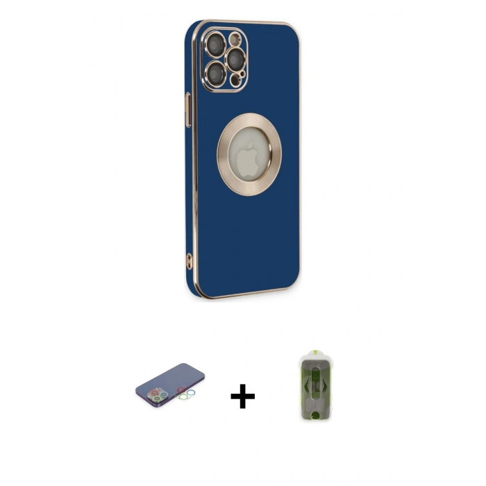 MARSİLYAN™- iPhone 12 Pro Max Kılıf İz Form Serisi - Siyah Joko Magic 5D Hayalet Cam + Renkli Kamera Lens Koruma Cam - MI