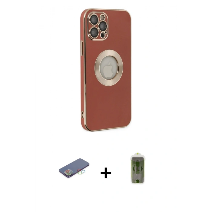 MARSİLYAN™- iPhone 12 Pro Max Kılıf İz Form Serisi - Siyah Joko Magic 5D Hayalet Cam + Renkli Kamera Lens Koruma Cam - MI