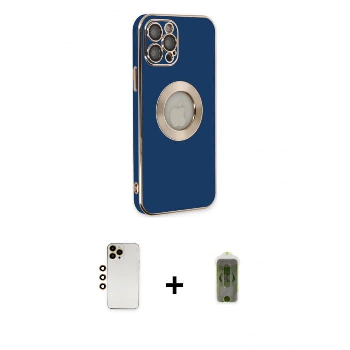 MARSİLYAN™- iPhone 12 Pro Max Kılıf İz Form Serisi - Siyah Joko Magic 5D Hayalet Cam + Shine Kamera Lens - GD