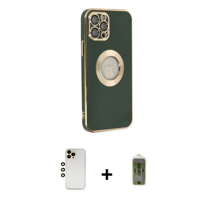 MARSİLYAN™- iPhone 12 Pro Max Kılıf İz Form Serisi - Siyah Joko Magic 5D Hayalet Cam + Shine Kamera Lens - GD
