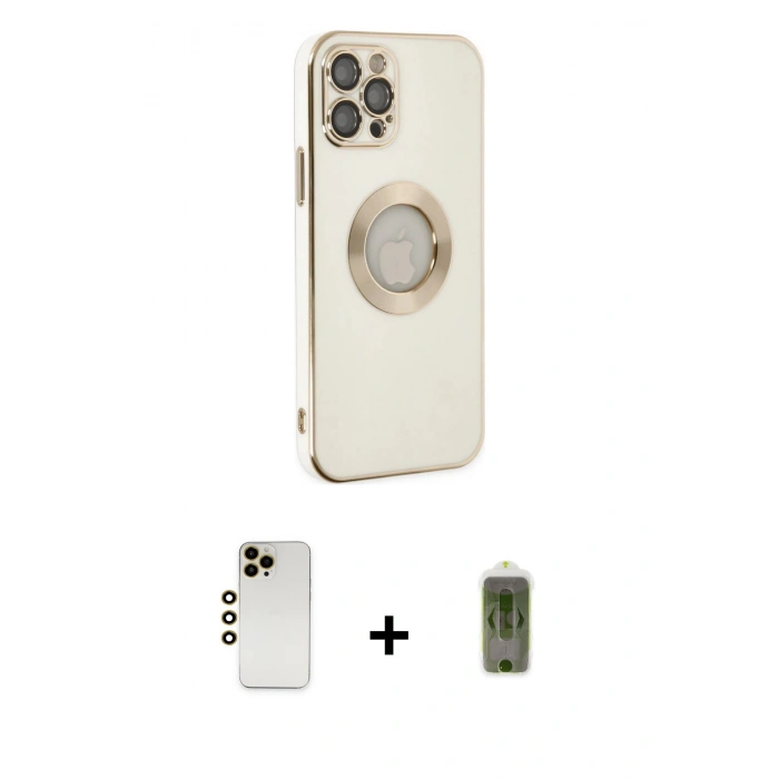 MARSİLYAN™- iPhone 12 Pro Max Kılıf İz Form Serisi - Siyah Joko Magic 5D Hayalet Cam + Shine Kamera Lens - GD