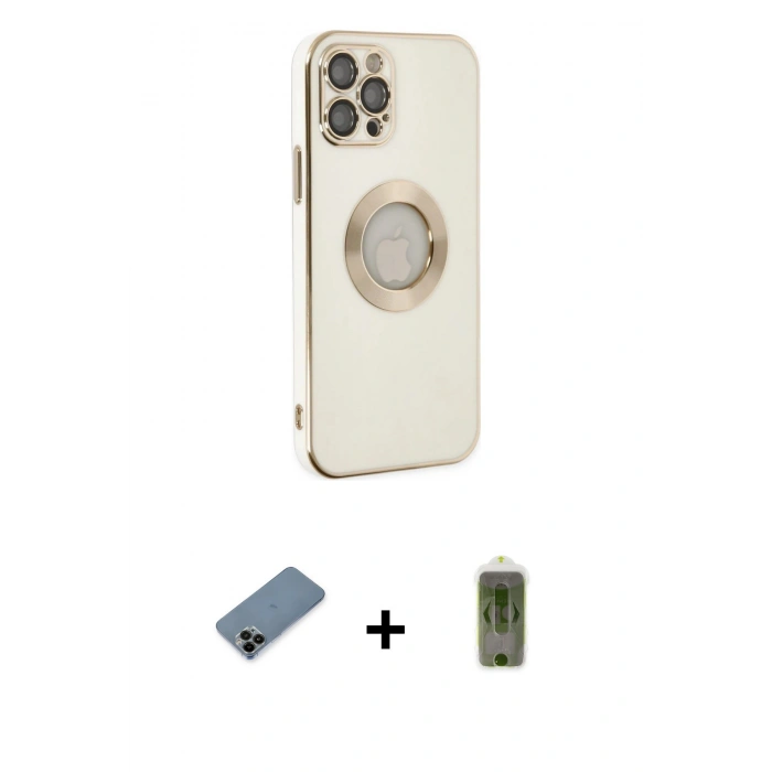 MARSİLYAN™- iPhone 12 Pro Max Kılıf İz Form Serisi - Siyah Joko Magic 5D Hayalet Cam + Shine Kamera Lens Koruma Cam - SH