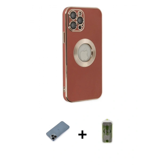 MARSİLYAN™- iPhone 12 Pro Max Kılıf İz Form Serisi - Siyah Joko Magic 5D Hayalet Cam + Shine Kamera Lens Koruma Cam - SH