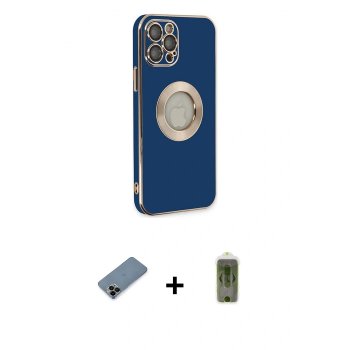 MARSİLYAN™- iPhone 12 Pro Max Kılıf İz Form Serisi - Siyah Joko Magic 5D Hayalet Cam + Shine Kamera Lens Koruma Cam - SH