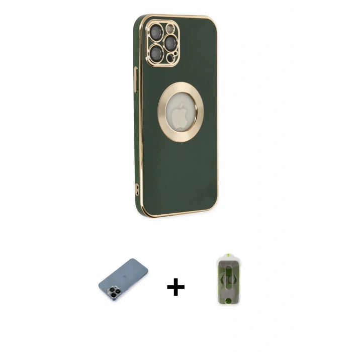 MARSİLYAN™- iPhone 12 Pro Max Kılıf İz Form Serisi - Siyah Joko Magic 5D Hayalet Cam + Shine Kamera Lens Koruma Cam - SH