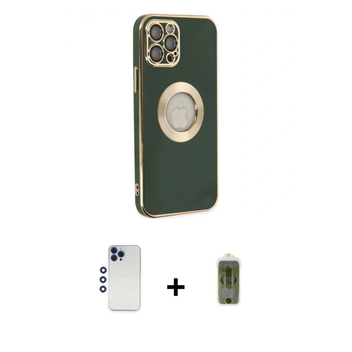 MARSİLYAN™- iPhone 12 Pro Max Kılıf İz Form Serisi - Siyah Joko Magic 5D Hayalet Cam + Shine Kamera Lens - LT