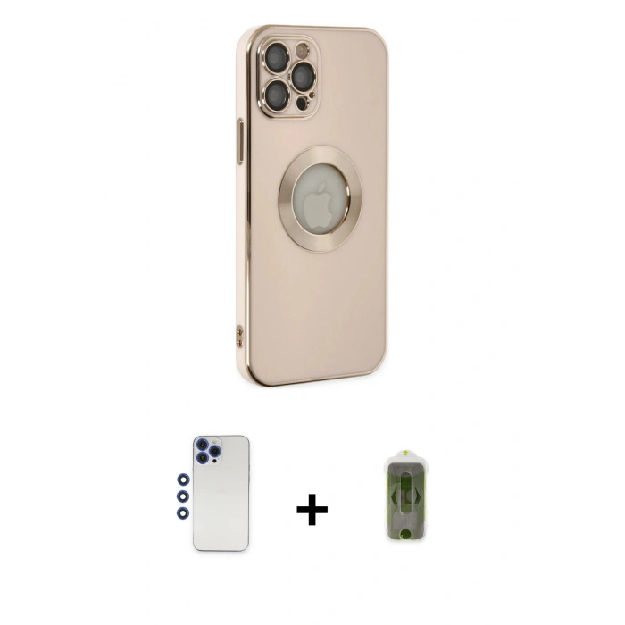 MARSİLYAN™- iPhone 12 Pro Max Kılıf İz Form Serisi - Siyah Joko Magic 5D Hayalet Cam + Shine Kamera Lens - LT