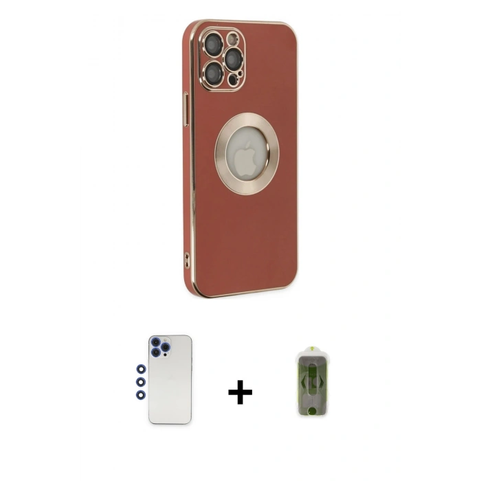 MARSİLYAN™- iPhone 12 Pro Max Kılıf İz Form Serisi - Siyah Joko Magic 5D Hayalet Cam + Shine Kamera Lens - LT