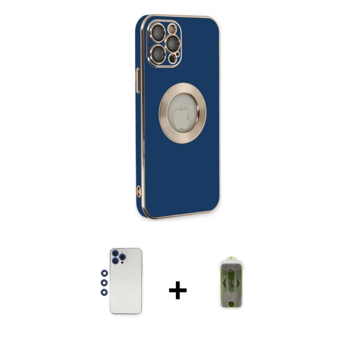 MARSİLYAN™- iPhone 12 Pro Max Kılıf İz Form Serisi - Siyah Joko Magic 5D Hayalet Cam + Shine Kamera Lens - LT