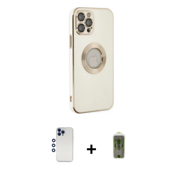 MARSİLYAN™- iPhone 12 Pro Max Kılıf İz Form Serisi - Siyah Joko Magic 5D Hayalet Cam + Shine Kamera Lens - LT