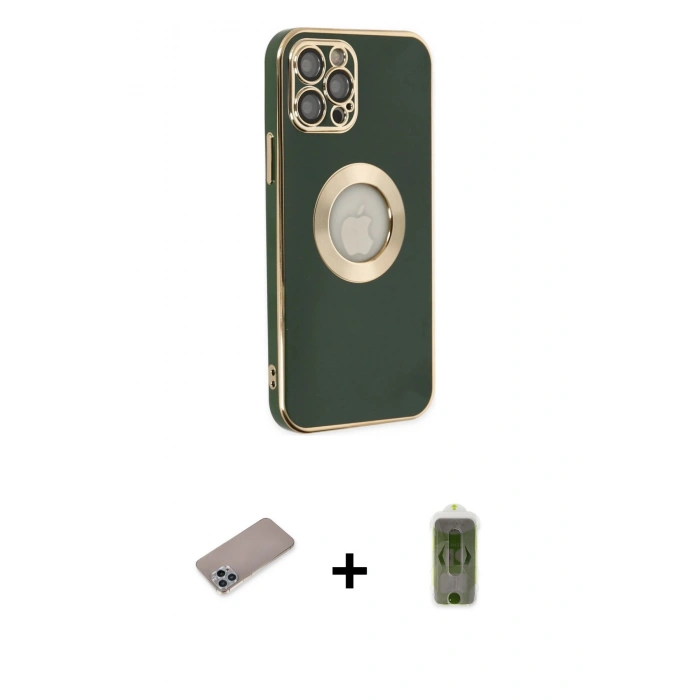 MARSİLYAN™- iPhone 12 Pro Max Kılıf İz Form Serisi - Siyah Joko Magic 5D Hayalet Cam + Shine Kamera Lens Koruma Cam - SABE