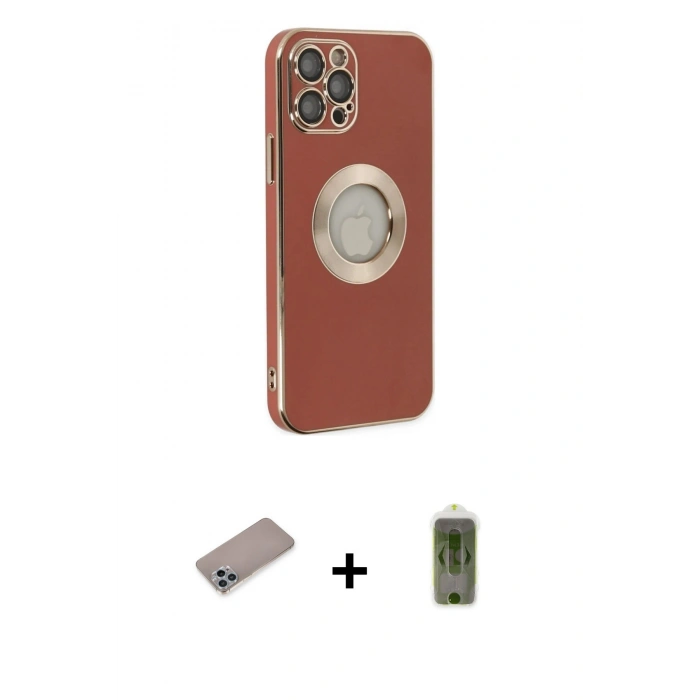 MARSİLYAN™- iPhone 12 Pro Max Kılıf İz Form Serisi - Siyah Joko Magic 5D Hayalet Cam + Shine Kamera Lens Koruma Cam - SABE