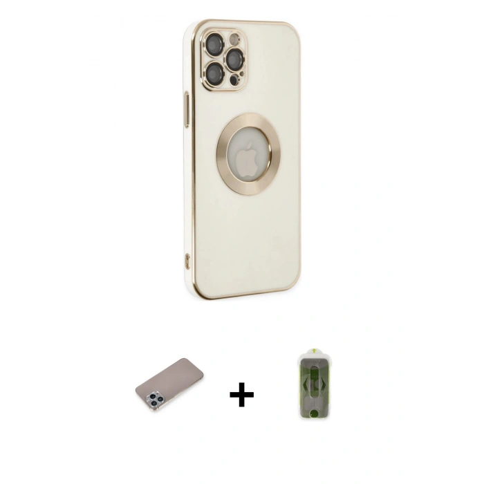 MARSİLYAN™- iPhone 12 Pro Max Kılıf İz Form Serisi - Siyah Joko Magic 5D Hayalet Cam + Shine Kamera Lens Koruma Cam - SABE