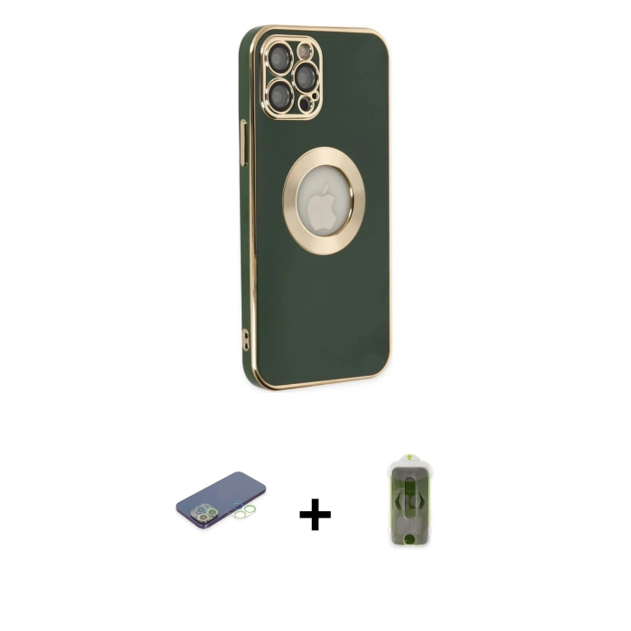 MARSİLYAN™- iPhone 12 Pro Max Kılıf İz Form Serisi - Siyah Joko Magic 5D Hayalet Cam + Renkli Kamera Lens Koruma Cam - YL