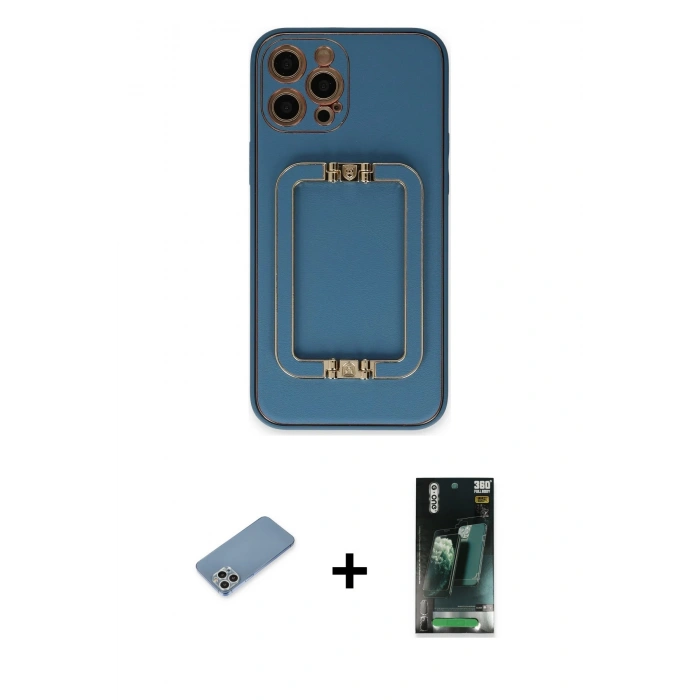 MARSİLYAN™- iPhone 12 Pro Max Kılıf Kozmos Minimal Prime - Şeffaf 360 Full Body Arka Koruyucu + Shine Kamera Lens Koruma Cam - GS