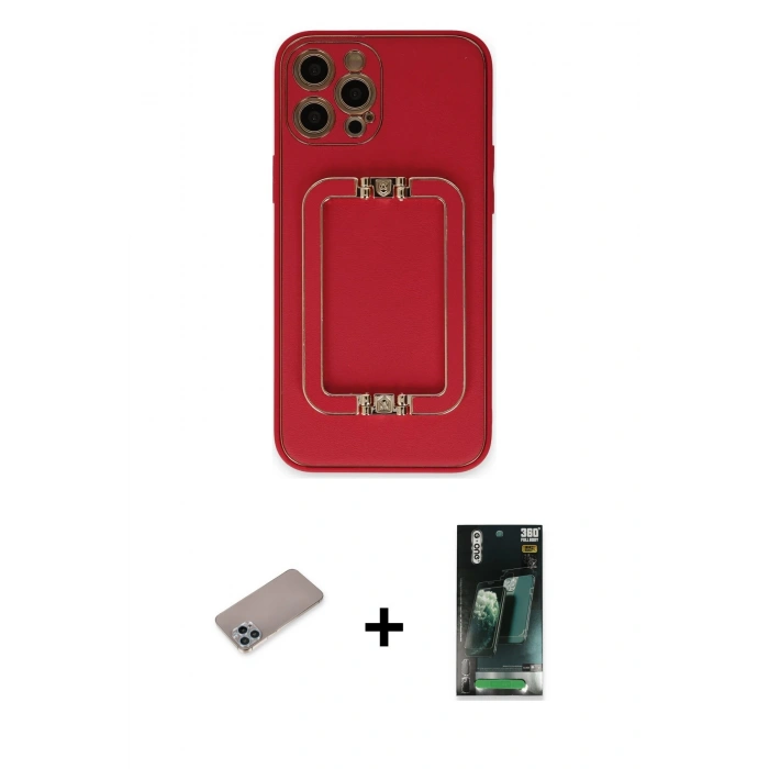 MARSİLYAN™- iPhone 12 Pro Max Kılıf Kozmos Minimal Prime - Şeffaf 360 Full Body Arka Koruyucu + Sierra Blue Shine Kamera Lens Koruma Cam