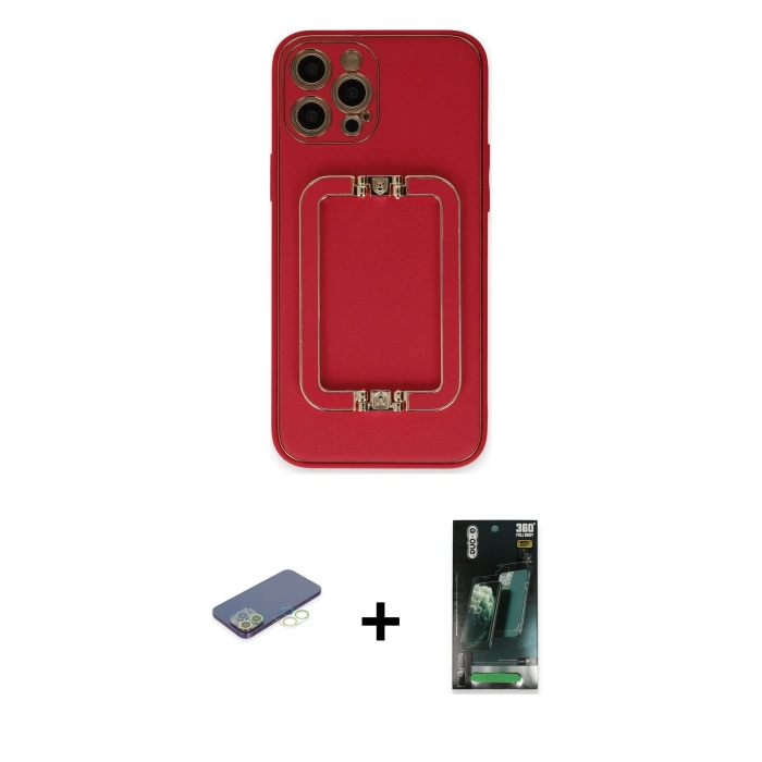 MARSİLYAN™- iPhone 12 Pro Max Kılıf Kozmos Minimal Prime - Şeffaf 360 Full Body Arka Koruyucu + Renkli Kamera Lens Koruma Cam - YL