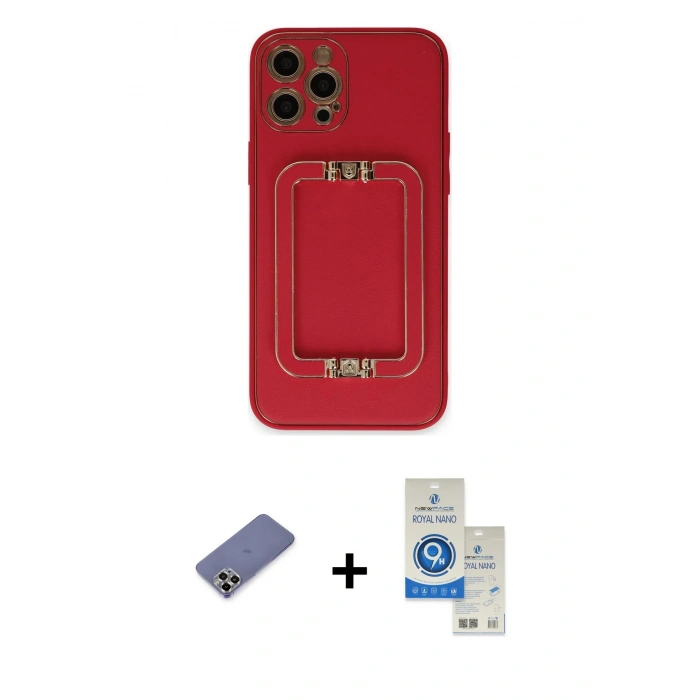 MARSİLYAN™- iPhone 12 Pro Max Kılıf Kozmos Minimal Prime - Şeffaf Royal Nano Ekran Koruyucu + Metal Kamera Lens Koruma Cam - GD