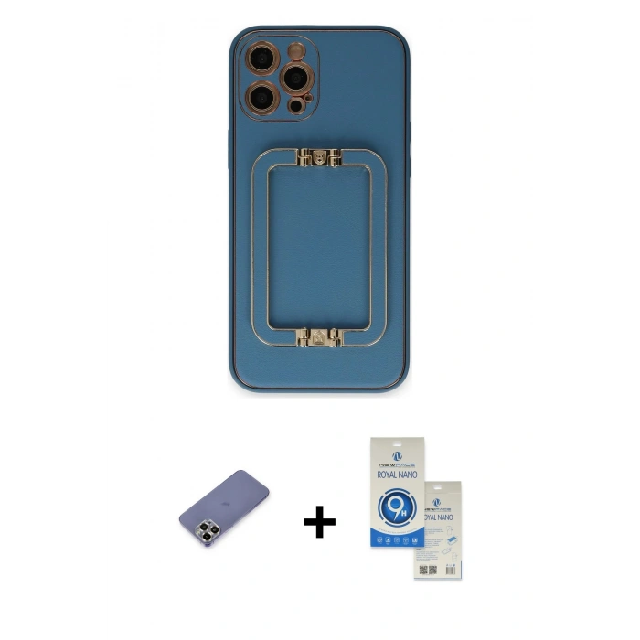 MARSİLYAN™- iPhone 12 Pro Max Kılıf Kozmos Minimal Prime - Şeffaf Royal Nano Ekran Koruyucu + Metal Kamera Lens Koruma Cam - GD