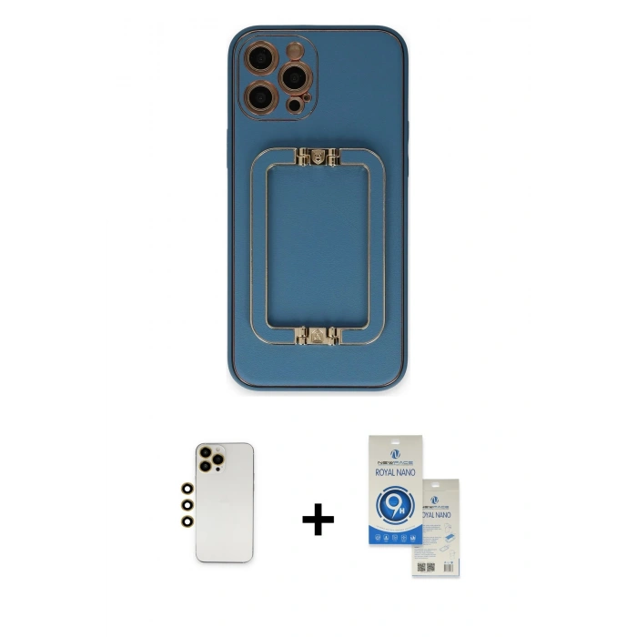 MARSİLYAN™- iPhone 12 Pro Max Kılıf Kozmos Minimal Prime - Şeffaf Royal Nano Ekran Koruyucu + Shine Kamera Lens - GD