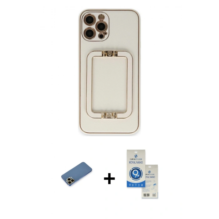 MARSİLYAN™- iPhone 12 Pro Max Kılıf Kozmos Minimal Prime - Şeffaf Royal Nano Ekran Koruyucu + Shine Kamera Lens Koruma Cam - GD